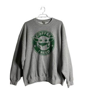 Gildan Women's Gray Crewneck Graphic Print "Coffee I Need" Sweatshirt